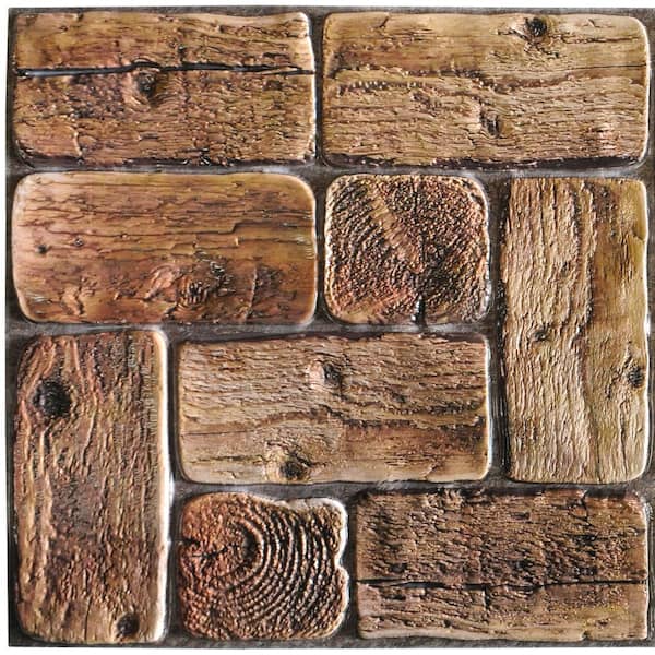 Dundee Deco 3D Falkirk Retro 38 in. x 19 in. Brown Faux Logs PVC Decorative Wall Paneling (5-Pack)