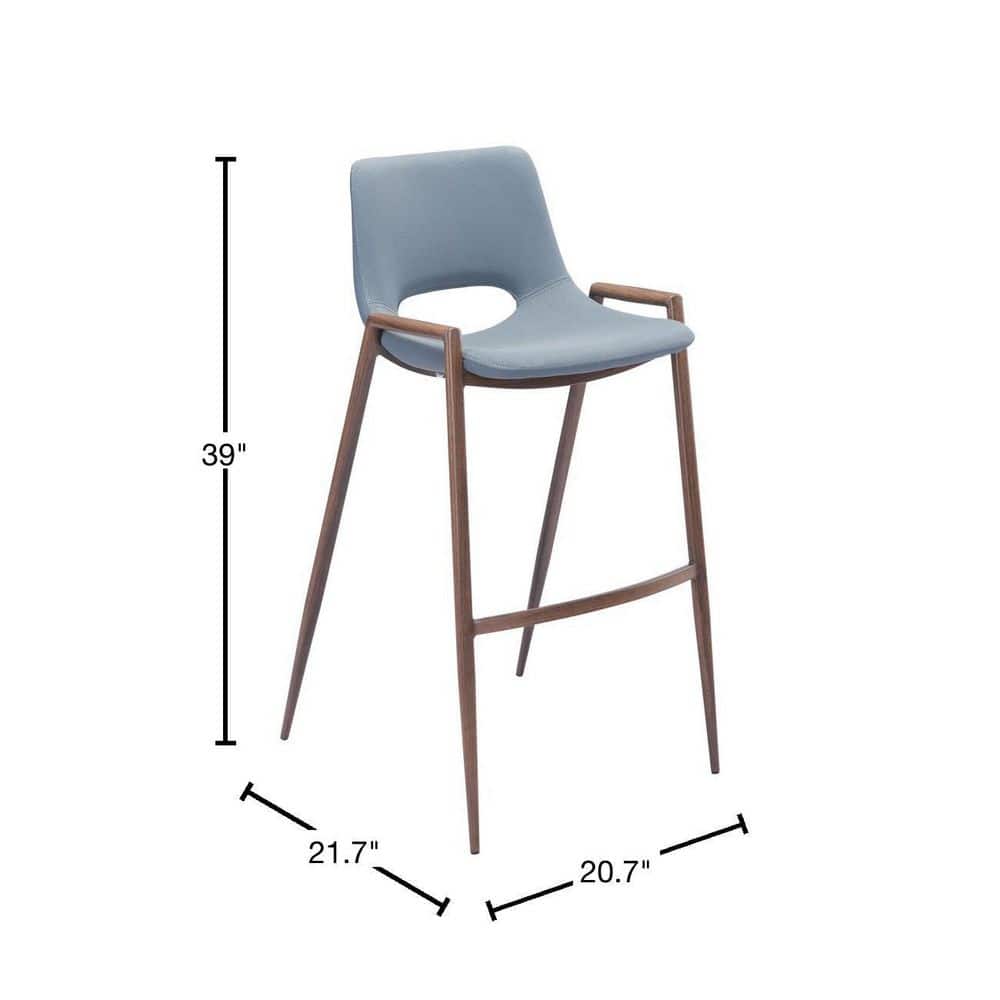 Gray Metal and Wood Contemporary Bar Stool Set