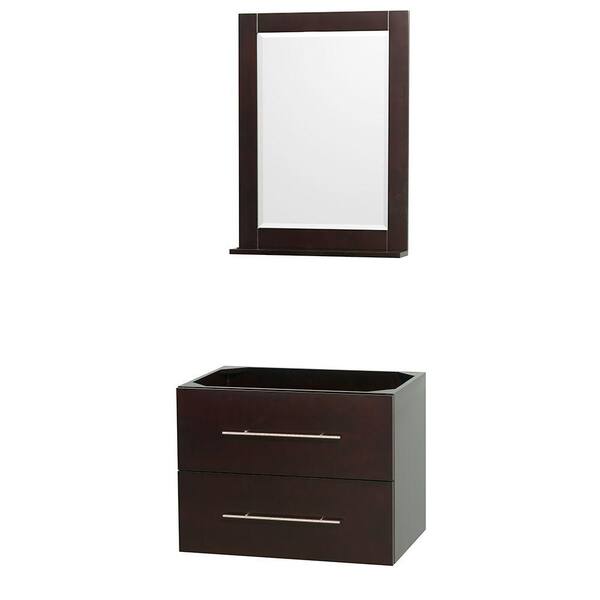 Wyndham Collection Centra 29 in. Vanity Cabinet with Mirror in Espresso