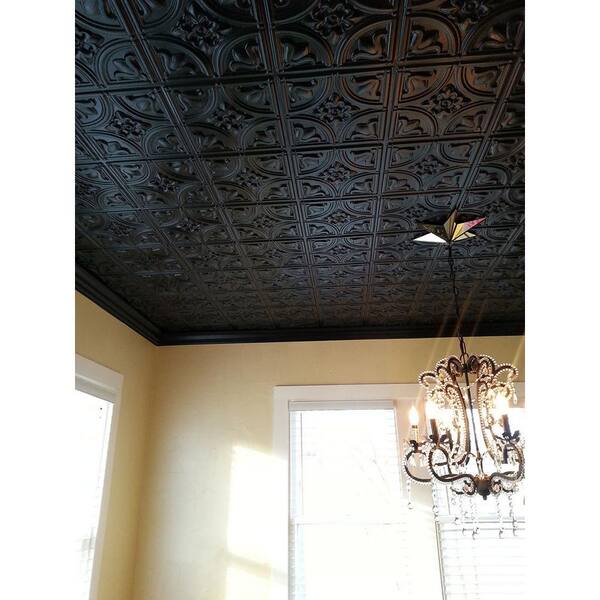 Black 25 From Plain To Beautiful In Hours 148bk-24x24-25 Tiny Tulips PVC 2/' x 2/' Glue-up Ceiling Tile Case // 100 sq.ft