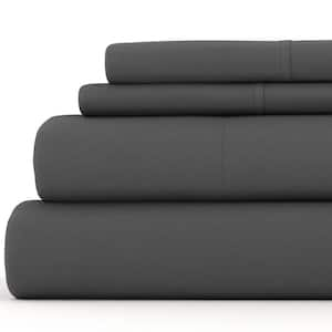 Premium 4-Piece Gray Ultra Soft Flannel Twin Sheet Set