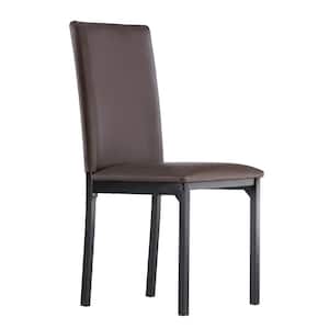 Brown PU Metal Upholstered Dining Chairs