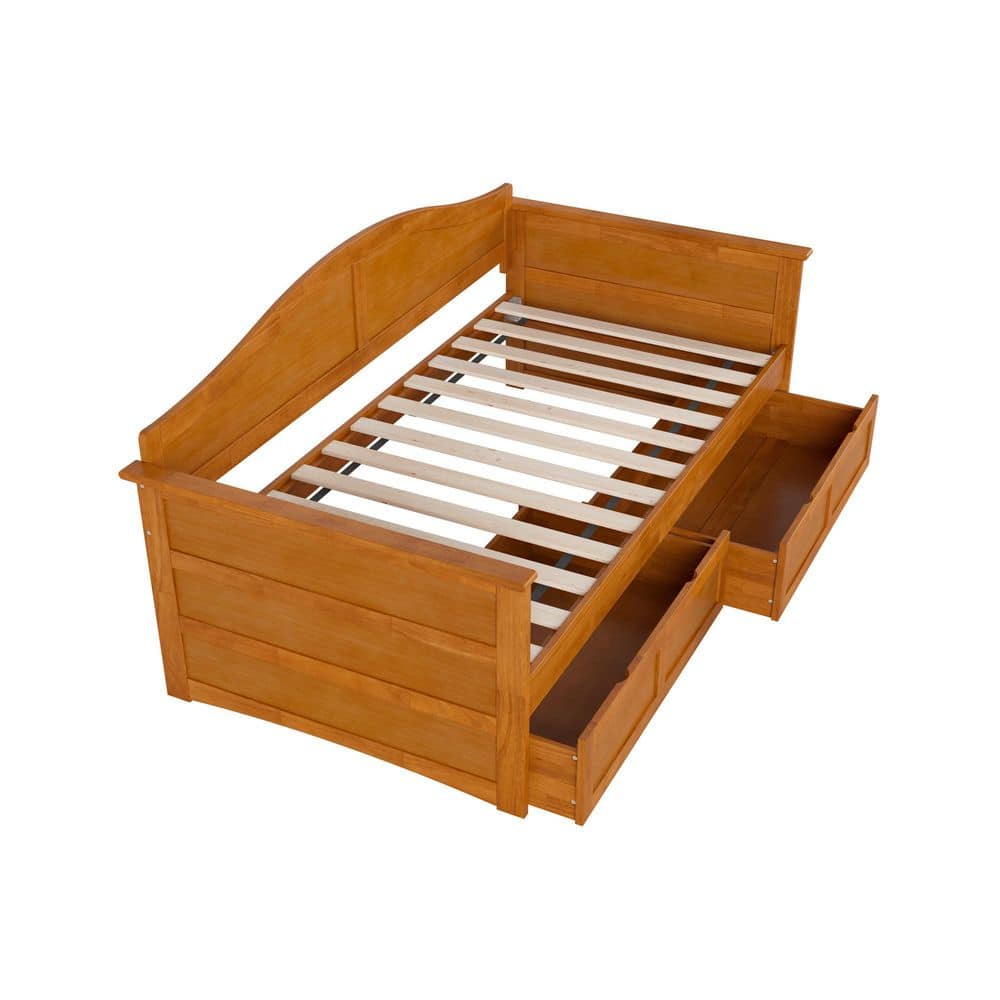 Acadia Walnut Twin Solid Wood Daybed with Set of 2-Bed Drawers - thumbnail 4