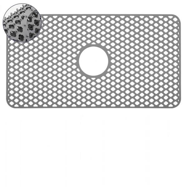 28.5 in. x 15.2 in. Silicone Sink Protector Mat Center Drain Non-Slip Heat-Resistant Dishwasher Safe