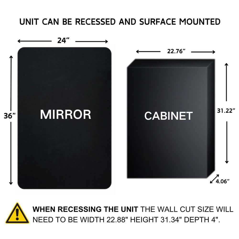 Garnes Black Metal Medicine Cabinet with Mirror, 24'' x 36''