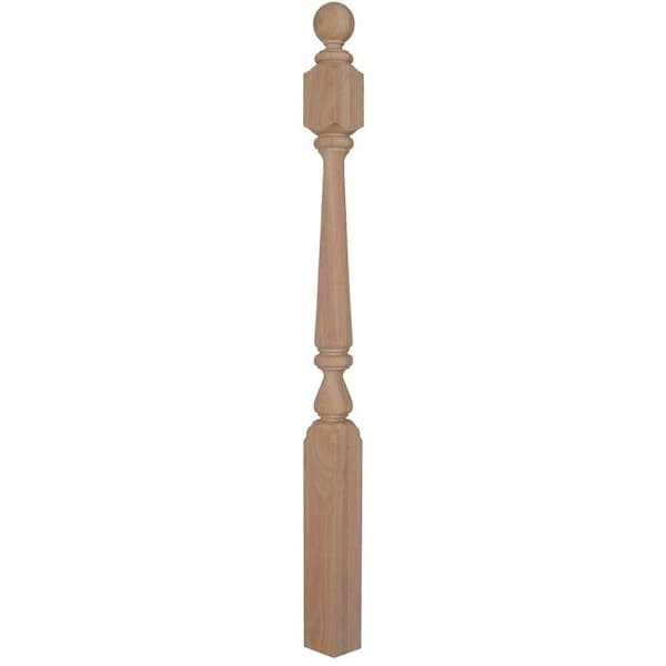 EVERMARK Stair Parts 4840 64 in. x 3-1/2 in. Unfinished Hard Maple Ball Top Newel Post for Stair Remodel