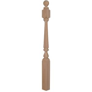 Stair Parts 4840 64 in. x 3-1/2 in. Unfinished White Oak Ball Top Landing Newel for Stair Remodel