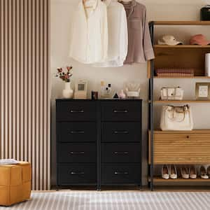 Classical Black 4 Drawer 11.8 in. Wide Chest of Drawers with Wood Top Fabric Bins for Bedroom