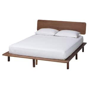 Alyssa Walnut Brown Wood Frame King Platform Bed