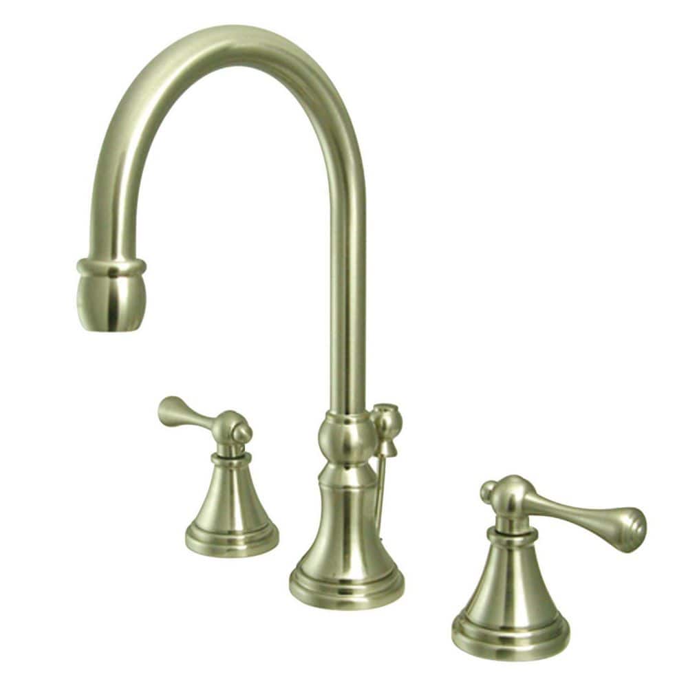 Brushed Nickel 8-Inch Widespread Double Handle Bathroom Faucet