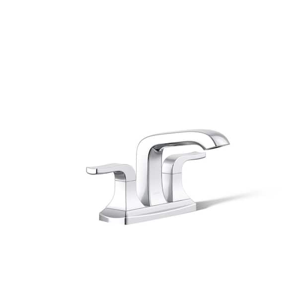 KOHLER Rubicon 4 in. Centerset Double Handle Bathroom Faucet in Polished Chrome