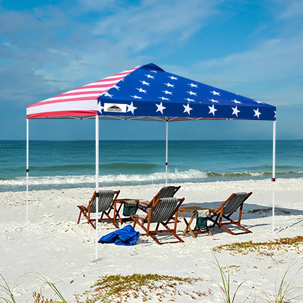 American Flag 10x10 ft Pop-Up Canopy Tent with Mesh Walls
