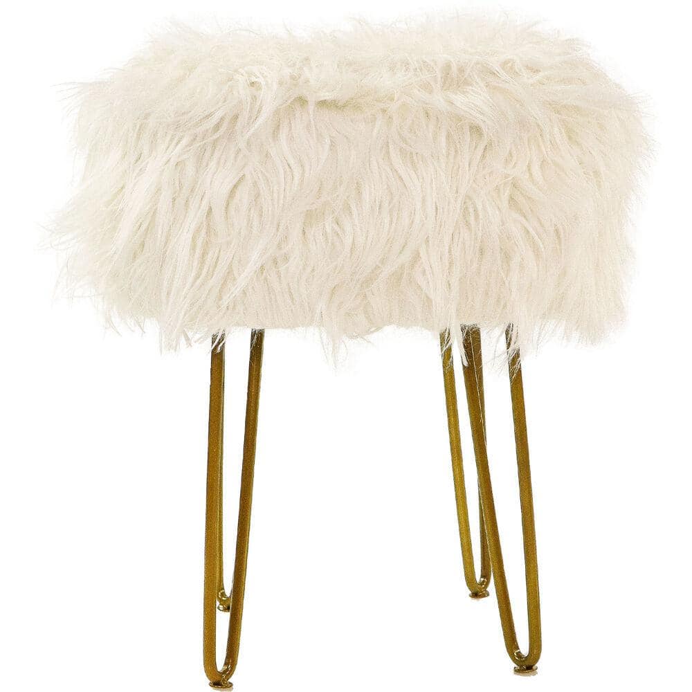 Vanity stool with faux fur new arrivals