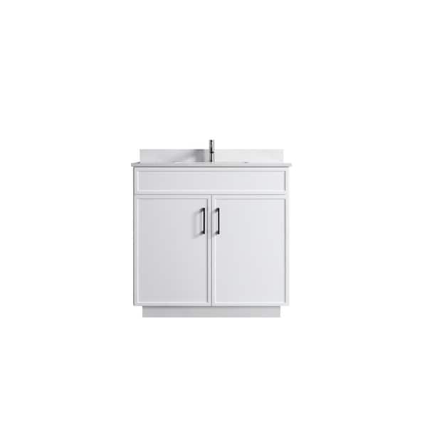 VSC 36in. W x 22in. D x 35in. H Single Sink Freestanding Bath Vanity in White with White Cultured Marble Top