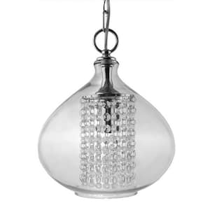 1-Light Clear Pendant with Faceted Crystal Glass Jewels