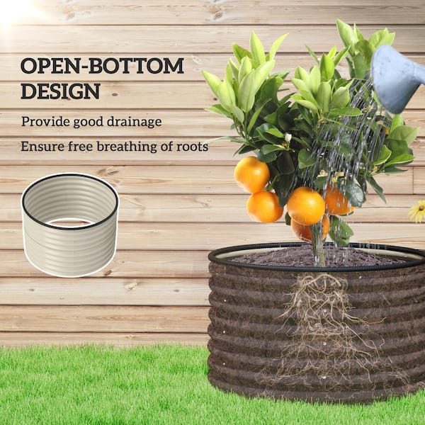 Outsunny Galvanized Steel Raised Garden Bed, Set of 2 Planter Box