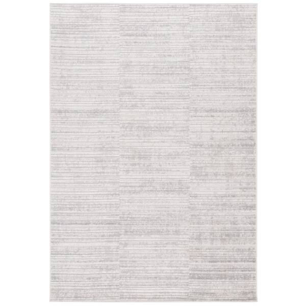 SAFAVIEH Stella Ivory/Gray 8 ft. x 10 ft. High-Low Distressed Striped Area Rug