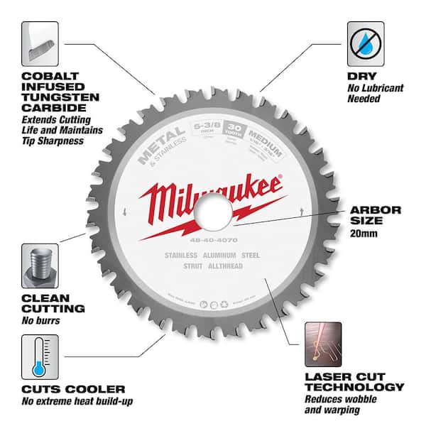 Milwaukee 5-3/8 in. x 30 Teeth Metal & Stainless Cutting Circular Saw Blade (2-Pack)