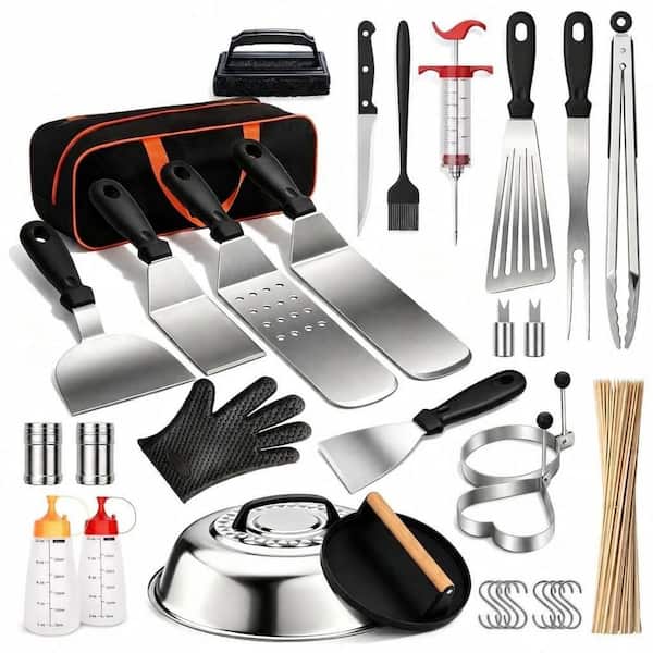 134-Piece Griddle Accessory Kit for Flat Top Grills, Round Melting Dome, Cast Iron Smash Burger Press, BBQ Tools
