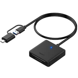 4in1 Portable Memory Card Reader with USB-C to Micro SD, MS CF and Built-In Advance IC Chip in Black