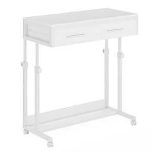 Kerlin 31.49 in. White Rectangular Wood Top Side Table with Drawer for Home Office