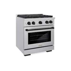 Autograph Edition 30 in. 4 Burner Gas Range in Fingerprint Resistant Stainless Steel and Matte Black Accents