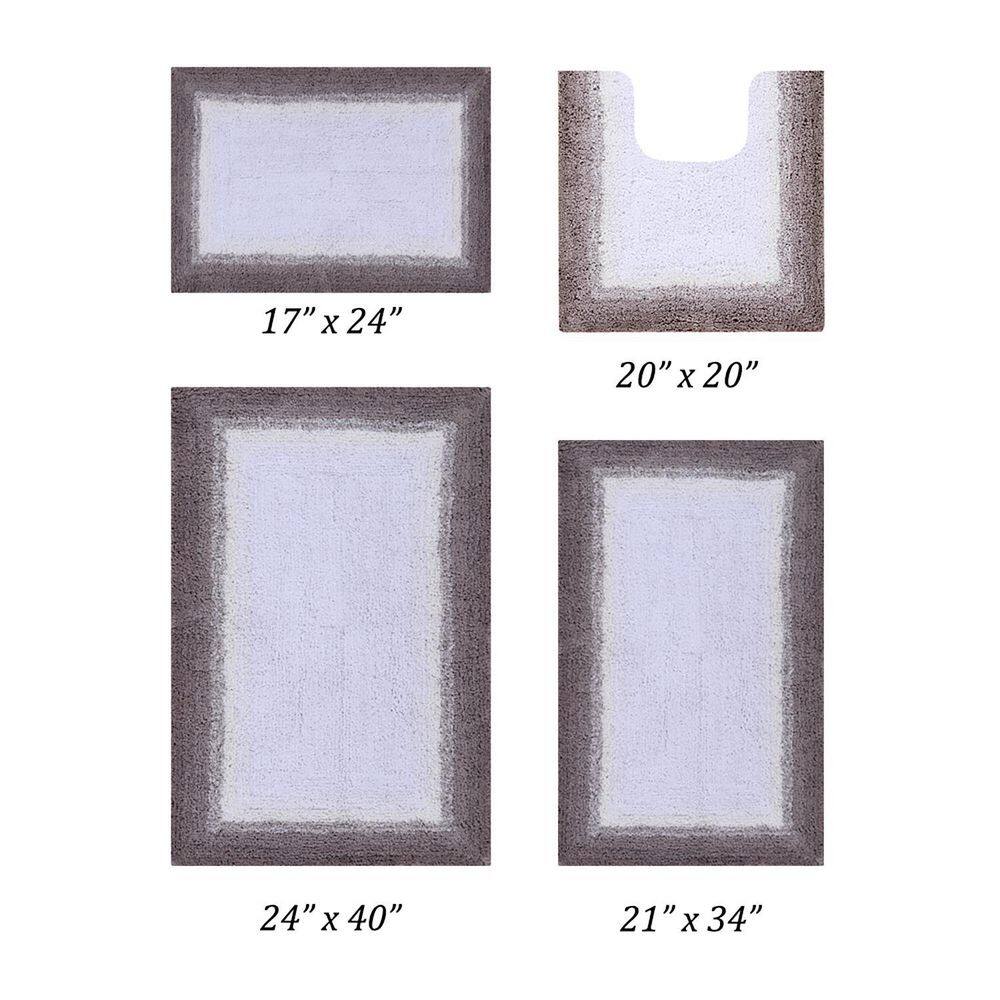 Beige and Gray Cotton Ombre Bathroom Rug Set