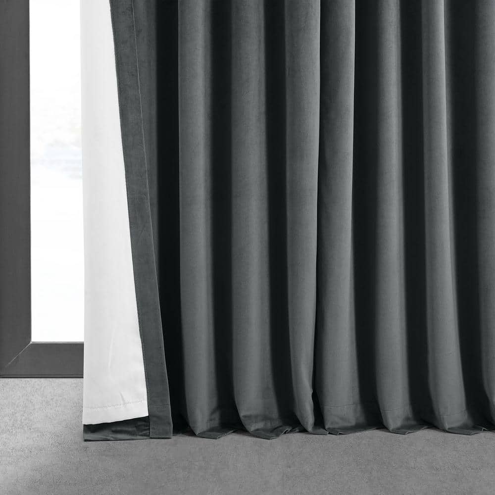 Natural Grey 100W x 96L Velvet Blackout Curtains