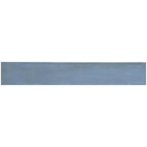 ANDOVA Teva Ocean Blue Glossy 2-2/5 in. x 14-1/2 in. Textured Porcelain Subway Floor and Wall Tile Sample