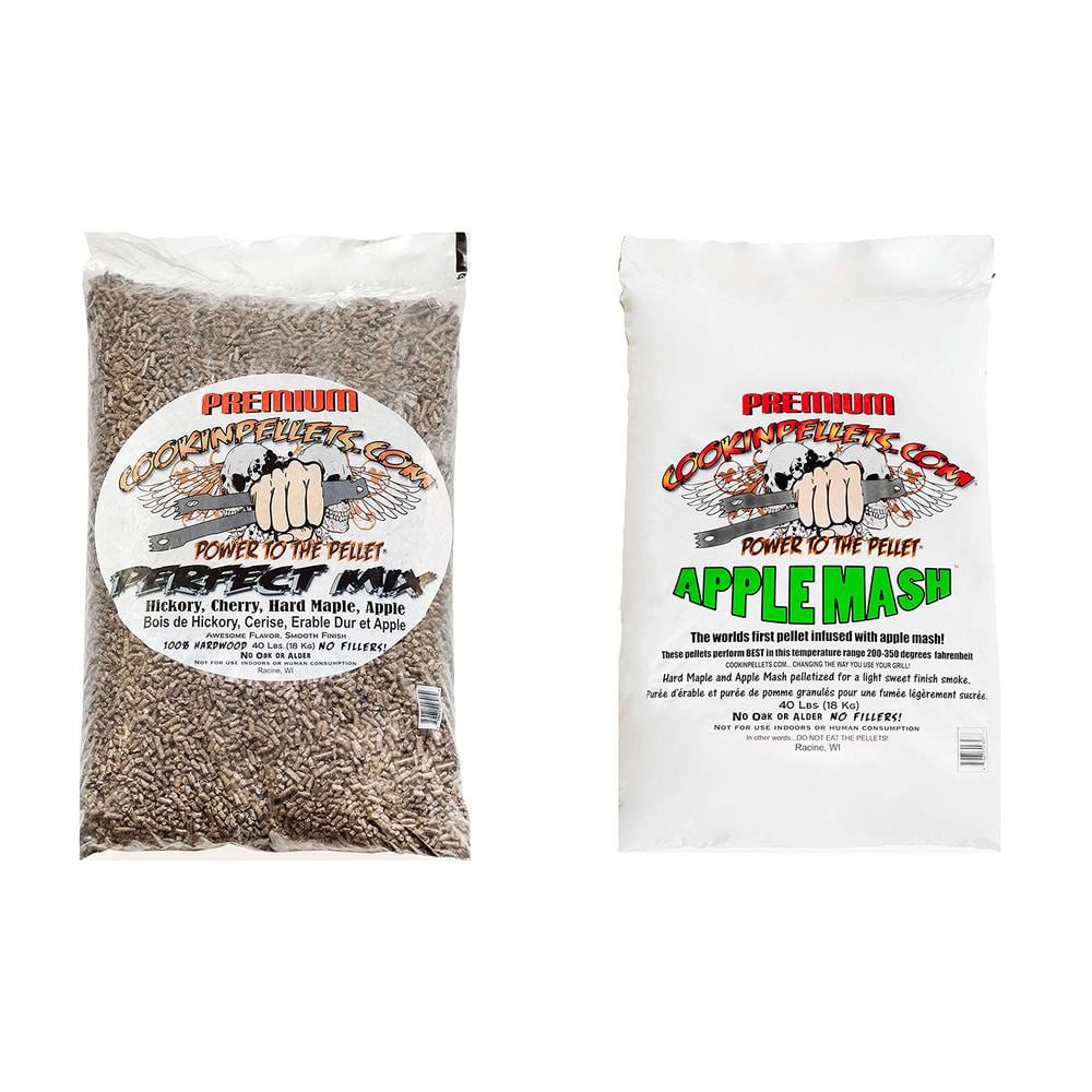 CookinPellets 40 Lb Perfect Mix Hickory Hard Maple Cherry Apple Wood Pellets 