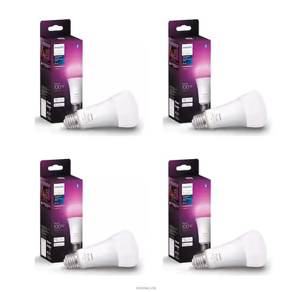 100-Watt Equivalent A21 Smart LED Color Changing Light Bulb with Bluetooth (4-Pack)
