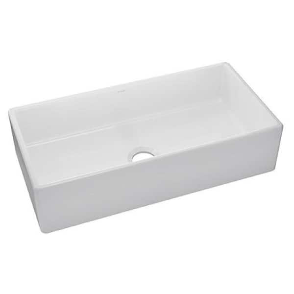 Elkay Burnham White Fireclay 36 in. Single Bowl Farmhouse Apron Kitchen