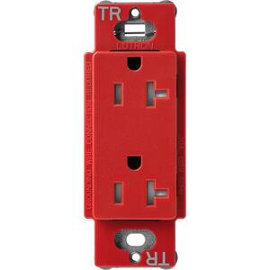 Claro 20 Amp Duplex Tamper Resistant Receptacle,  Signal Red