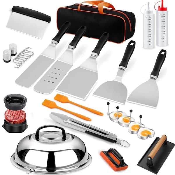 33-Piece Grill Basket Set w/ Spatulas, Scrapers and Basting Cover for Camp Chef, Blackstone and Outdoor Flat Top Grills