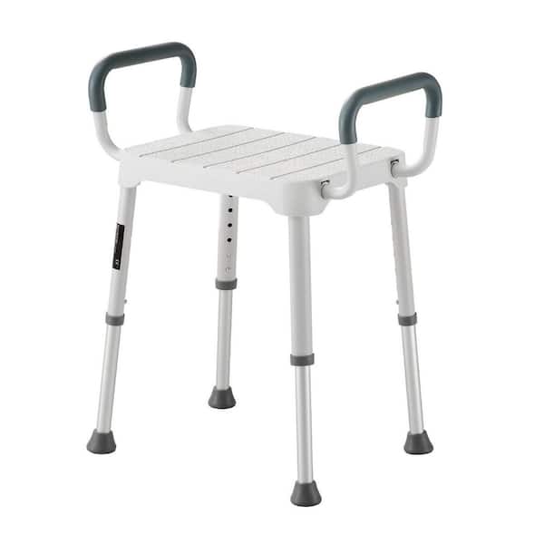 15.5 in. D x 21.7 in. W x 21.2 in. H Free-standing 6‑Level Height Adjustable Walk In Shower Seat with Ergonomic Armrests