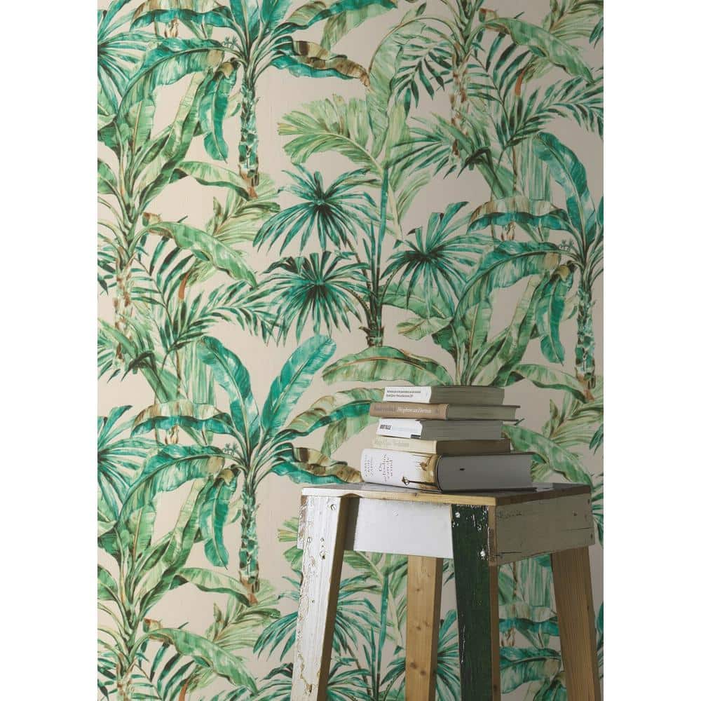 Calle Tropical Green and White Non-Pasted Wallpaper