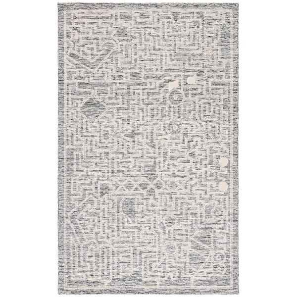 Ivory Maze Rug SAFAVIEH Abstract 3 ft. x 5 ft. Charcoal/Ivory Geometric Maze Area Rug ...