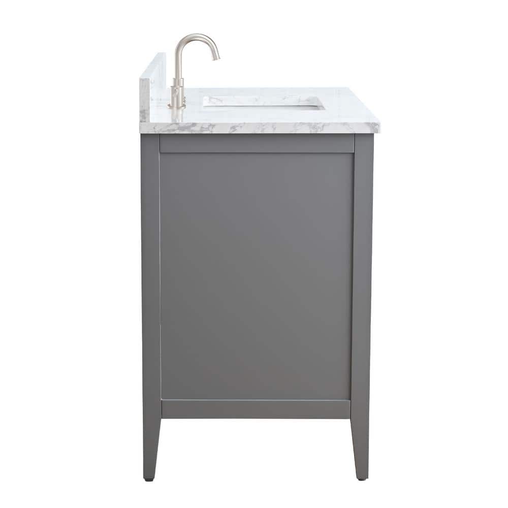 42" Cashmere Gray Single Bathroom Vanity with Engineered Marble Top