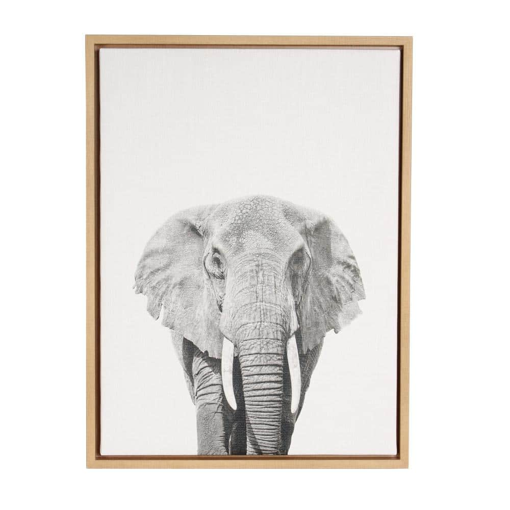 Kate and Laurel 24 in. x 18 in. "Elephant Portrait" by Tai Prints Framed Canvas Wall Art