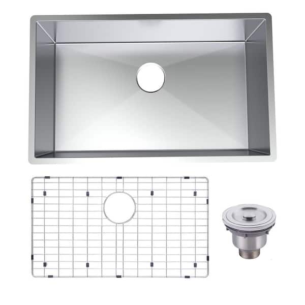 Maincraft Stainless Steel 18-Gauge 30 in. Single Bowl Under-Mount Workstation Kitchen Sink with Grid and Strainer