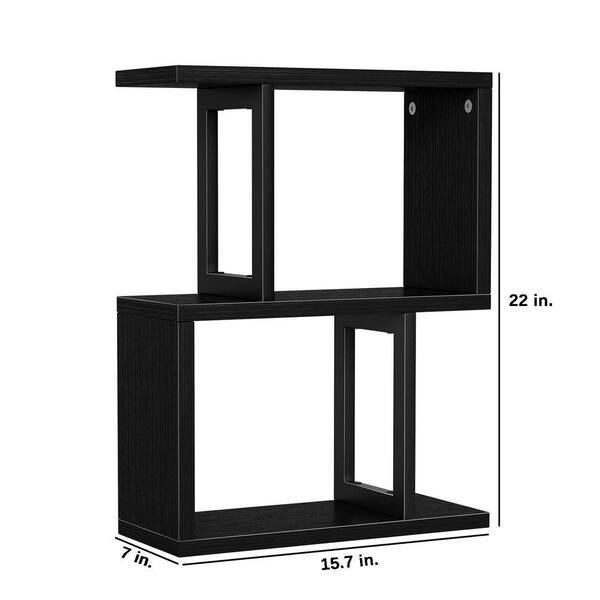 Black 15.7 in. x 22 in. Wood Classic 3-Tier Desktop Bookshelf