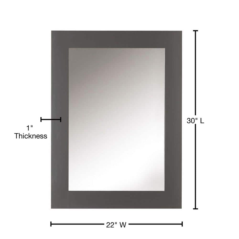 Dark Charcoal Rectangular Wood Bathroom Vanity Mirror