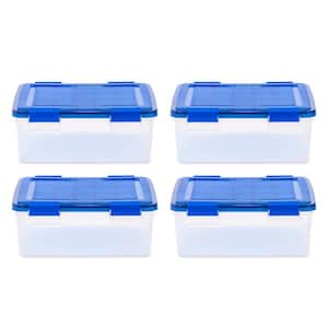7.5 Gal. WeatherPro Clear Plastic Storage Box with Blue Lid (4-Pack)