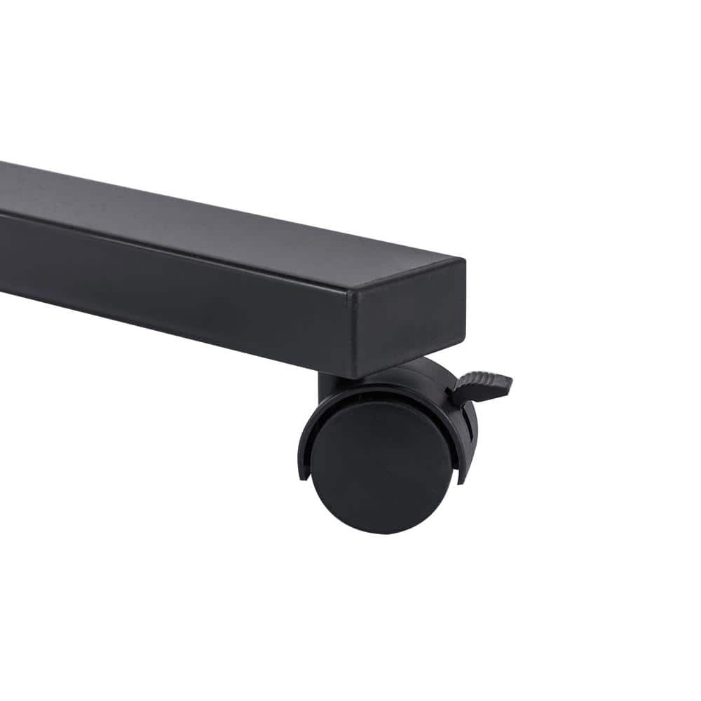 Adjustable Black Wood Mobile Laptop Cart with Smooth-Gliding Wheels