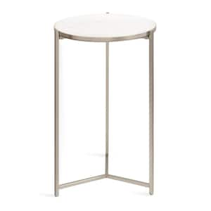 Aguilar 15.00 in. Silver Round Marble End Table