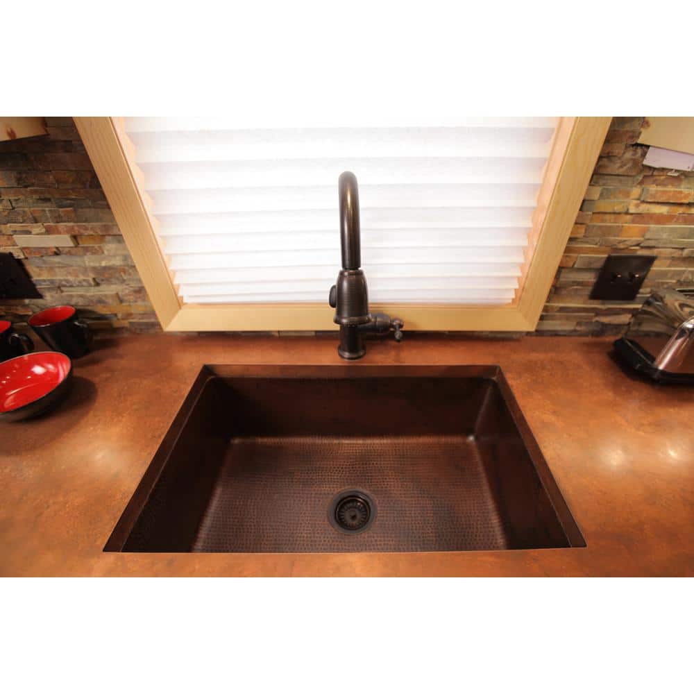 33" Hammered Copper Single Basin Drop-In Kitchen Sink