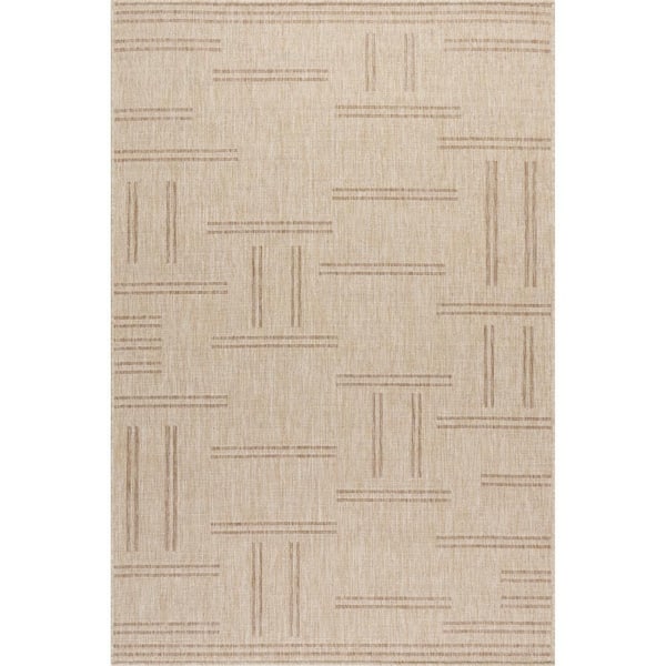 Asuka Geometric Indoor/Outdoor Light Beige 8 ft. x 10 ft. Area Rug