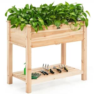 34 in. x 18 in. x 30 in. Natural Wood Raised Garden Bed Elevated Planter Box Stand for Vegetable Flower