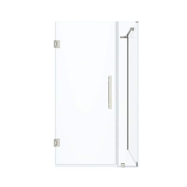 Tampa-Pro 35 13/16 in. W x 72 in. H Rectangular Pivot Frameless Corner Shower Enclosure in Satin Nickel