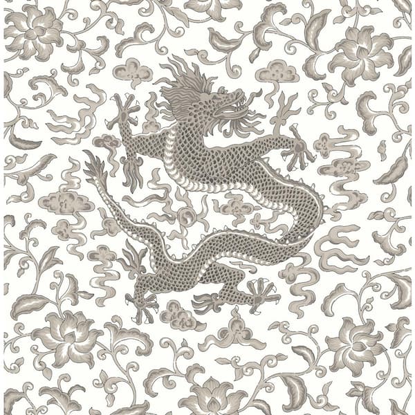 Scalamandre Grey Chi'en Dragon Self Adhesive Wallpaper Sample